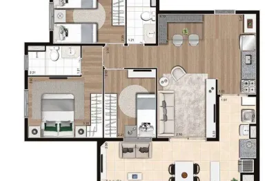 O imóvel no bairro vila leopoldina possui 76 metros quadrados com 3 quartos