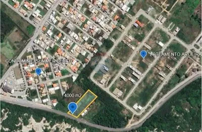 Terreno em arrail do cabo de 4000 m2 frente rodovia ( rj 102 ). monte alto - arraial do cabo
