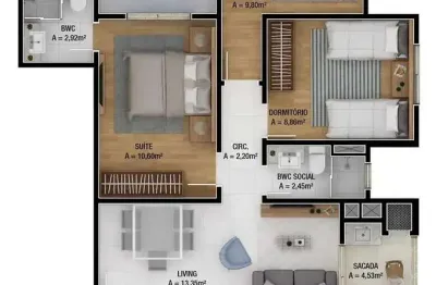 Apartamento com 3 dormitórios sendo 1 suíte e 2 vagas de garagem no bairro são joão em itajaí