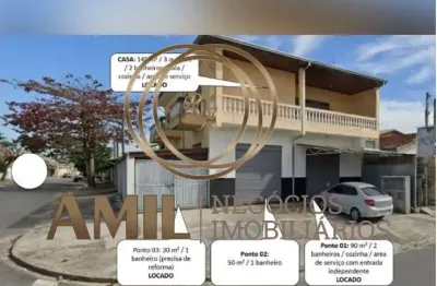 Ra amil negócios imobiliários vende: 01 casa 145m², 03 pontos comerciais de 50m²  30m² e 90m² com vagas de garagem em taubaté.