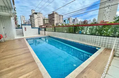 Apartamento 1 dorm sendo suite com sacada e piscina - boqueirão - praia grande