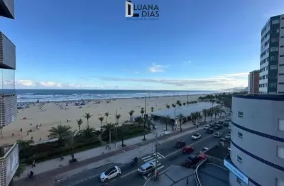 Apto 2 dorm com suite, semi mobiliado vista mar na guilhermina - locação $3.500