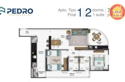 Apartamento com 2 dormitórios à venda, 79 m² por r$ 520.000,00 - tupi - praia grande/sp