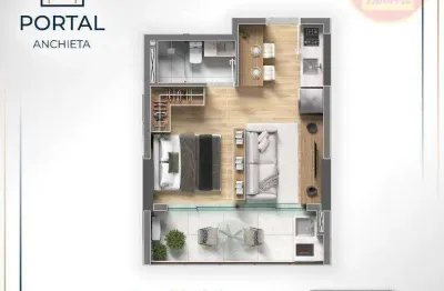 Studio com 1 quarto à venda, 36 m² por r$ 355.008 - centro - são vicente/sp