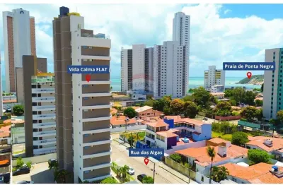 Apartamento a venda com 1/4 no condomínio vida calma flat - ponta negra