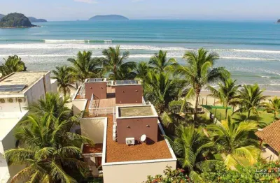 Sobrado pé na areia com 4 suítes à venda, 432 m² por r$ 6.500.000 - sape - ubatuba/sp