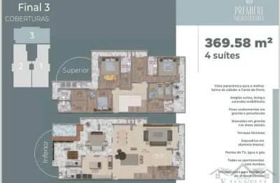 Cobertura duplex – 4 suítes com closet | 370m² | 4 vagas no canto do forte