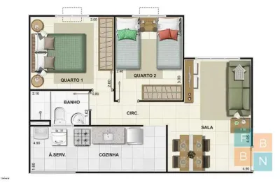 Apartamento para venda, campo grande, 2 dormitórios, 1 banheiro