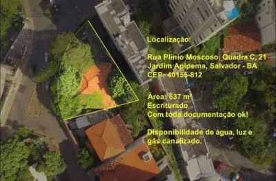 Lote/terreno para venda possui 637 metros quadrados em jardim apipema - salvador - ba