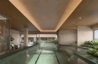 Apartamentos de 141 m² com 4 dormitórios, área de serviço com ventilação natural e living generoso.