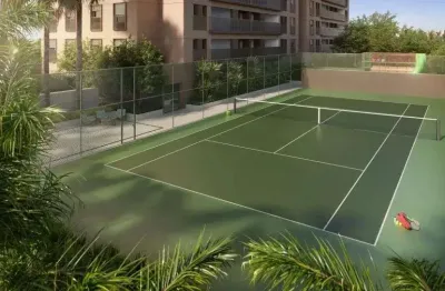 Apartamentos de 114 m² com 3 suítes, hall privativo em condomínio com quadra de tenis