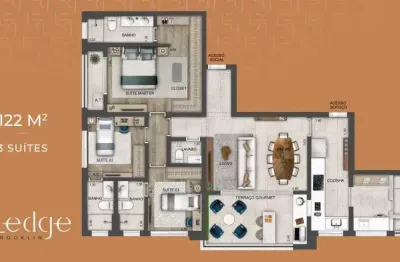 Imóvel para venda possui 122 metros quadrados com 3 quartos em brooklin paulista - são paulo - sp