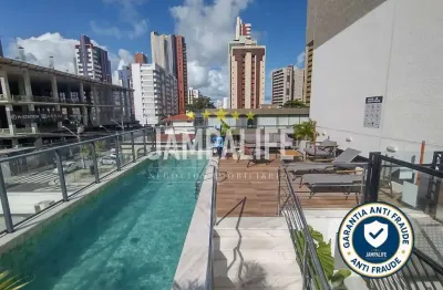 Flat mobiliado com 1 dormitório à venda, 26 m² por r$ 420.000,00 - manaíra - joão pessoa/pb