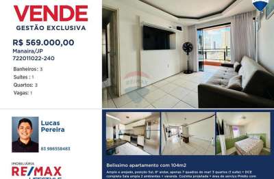 Apartamento 3 quartos com DCE no coração de Manaíra, perto da praia -João Pessoa-PB