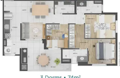 Apartamento condomínio  edifício icony campestre 3 dormitórios