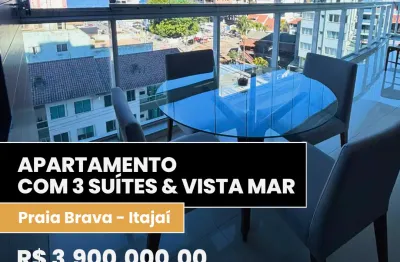 Apartamento com 3 suítes, vista mar , 200m da praia, mobiliado e equipado - praia brava