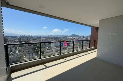 Apartamento alto padrão 3 dormitórios com suíte e 2 vagas, com vista porto na Aparecida, Santos