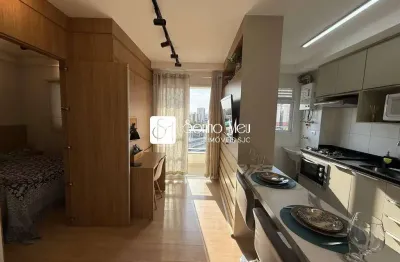 Locação de lindo stúdio mobiliado 32 m2, 1 vaga - cond. smart - aquárius