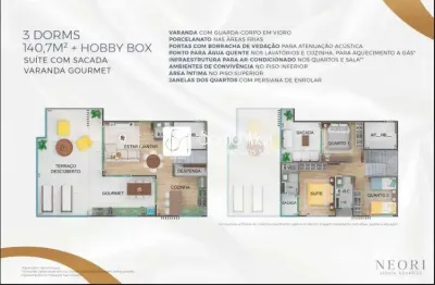 Lançamento neori 3 dorm - jd aquarius - cobertura -  entrega nov/26