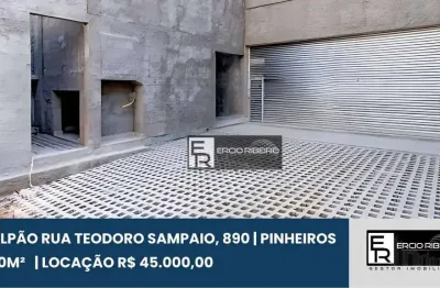 Galpão para alugar, 340 m² por r$ 48.000,00/mês - pinheiros - são paulo/sp