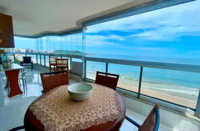 Apartamento 4 suítes à venda de frente para o mar da praia do morro, guarapari es - lazer completo