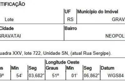 Oportunidade única em gravatai - rs | tipo: terreno | negociação: leilão  | situação: imóvel