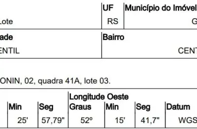 Oportunidade única em gentil - rs | tipo: terreno | negociação: leilão  | situação: imóvel