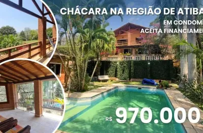 Condominio três lagos - chácara em condominio na regição atibaia | aceita financiamento bancario | piscina | semi mobiliado