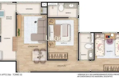 Apartamento para venda - 56.77m², 2 dormitórios, sendo 1 suites, 1 vaga - camaquã