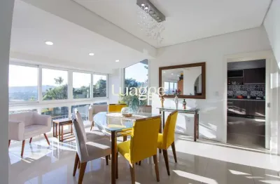 Casa residencial mobiliada em condominio fechado para locação no bairro nonoai - 03 suítes - piscina - piso porcelanato - 357m² área privativa