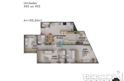 Apartamento com 3 dormitórios à venda, 105 m² por r$ 1.310.774,40 - cacupé - florianópolis/sc