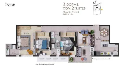 Apartamento com 3 dormitórios à venda, 109 m² por r$ 2.054.472,30 - cacupé - florianópolis/sc