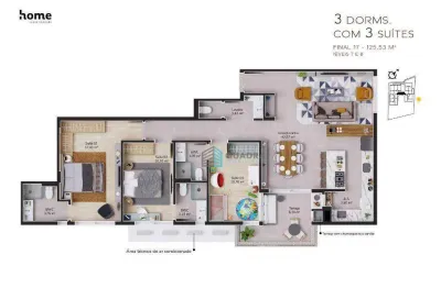 Apartamento com 3 dormitórios à venda, 125 m² por r$ 2.354.173,26 - cacupé - florianópolis/sc