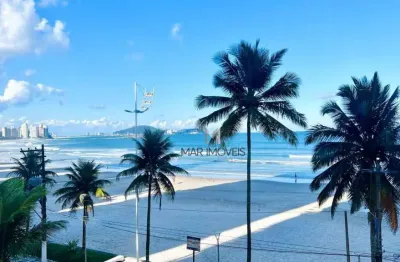 Apartamento à venda no guarujá, na praia das astúrias, frente total para o mar, 2 vagas de garagem e lazer.