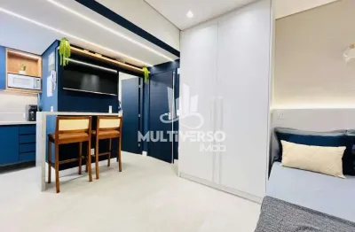 Impecável kitnet sala living porteira fechada pé na areia em santos