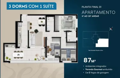 Apartamento à venda, 3 quartos no bairro ponta da praia em santos
