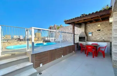 Cobertura no guarujá, enseada, 3 quartos, duplex, sala para 2 ambientes, sacada, churrasqueira e piscina - mercuri imóveis - imobiliária no guarujá