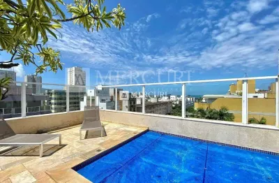 Cobertura no guarujá, enseada, 4 quartos, sendo 2 suítes, piscina e churrasqueira - mercuri imóveis - imobiliária no guarujá