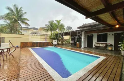 Casa no guarujá, jardim pernambuco, condomínio fechado, com 5 quartos (3 suítes) à venda, 370 m² por r$ 2.650.000 - mercuri imóveis guarujá