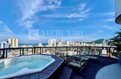Cobertura no guarujá, enseada, com piscina com vista mar, com 3 quartos.