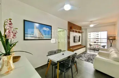Apartamento no guarujá, pitangueiras, com vista mar parcial, com 2 quartos.