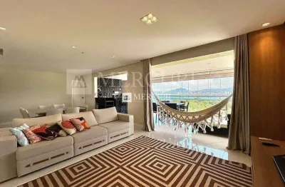 Apartamento no guarujá, enseada, com área gourmet com vista mar, 3 suítes, mercuri imóveis guarujá.