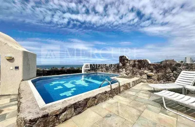Cobertura no guarujá, enseada, duplex,  com vista mar, 4 suítes e piscina privativa - mercuri imóveis - imobiliária no guarujá
