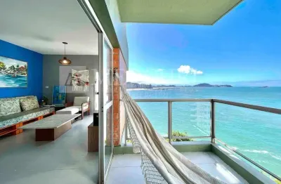 Apartamento no guarujá, jardim astúrias, vista para o mar, condomínio frente mar e lazer completo