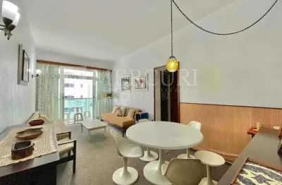 Apartamento no guarujá, pitangueiras, 2 quartos, sala para 2 ambientes e sacada com vista para o mar  - mercuri imóveis - imobiliária no guarujá