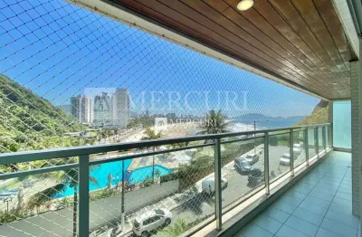Apartamento no guarujá, pitangueiras, 3 quartos, sala para 2 ambientes e sacada com vista total para o mar  - mercuri imóveis - imobiliária no guarujá