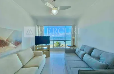 Apartamento no guarujá, pitangueiras, 2 quartos, sala para 2 ambientes e sacada com vista total para o mar -mercuri imóveis - imobiliária guarujá