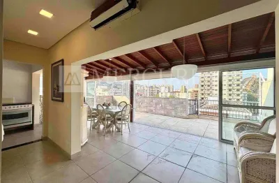 Cobertura no guarujá, enseada, penthouse,  área gourmet e vista parcial mar - mercuri imóveis - imobiliária no guarujá