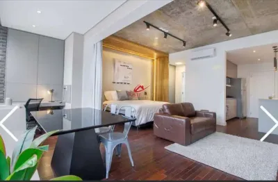 Apartamento com um dormitório, todo mobiliado, varanda, uma vaga de garagem, itaim bibi