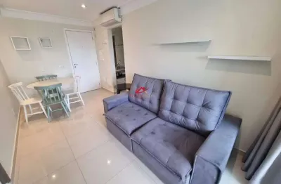 Apartamento mobiliado com um dormitório, uma vaga de garagem, locação, campo belo